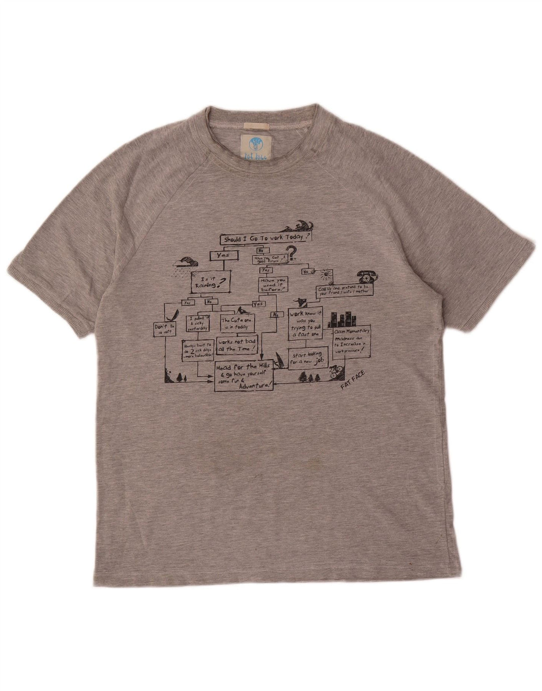 Fat Face Mens Graphic T-Shirt Top Small Grey