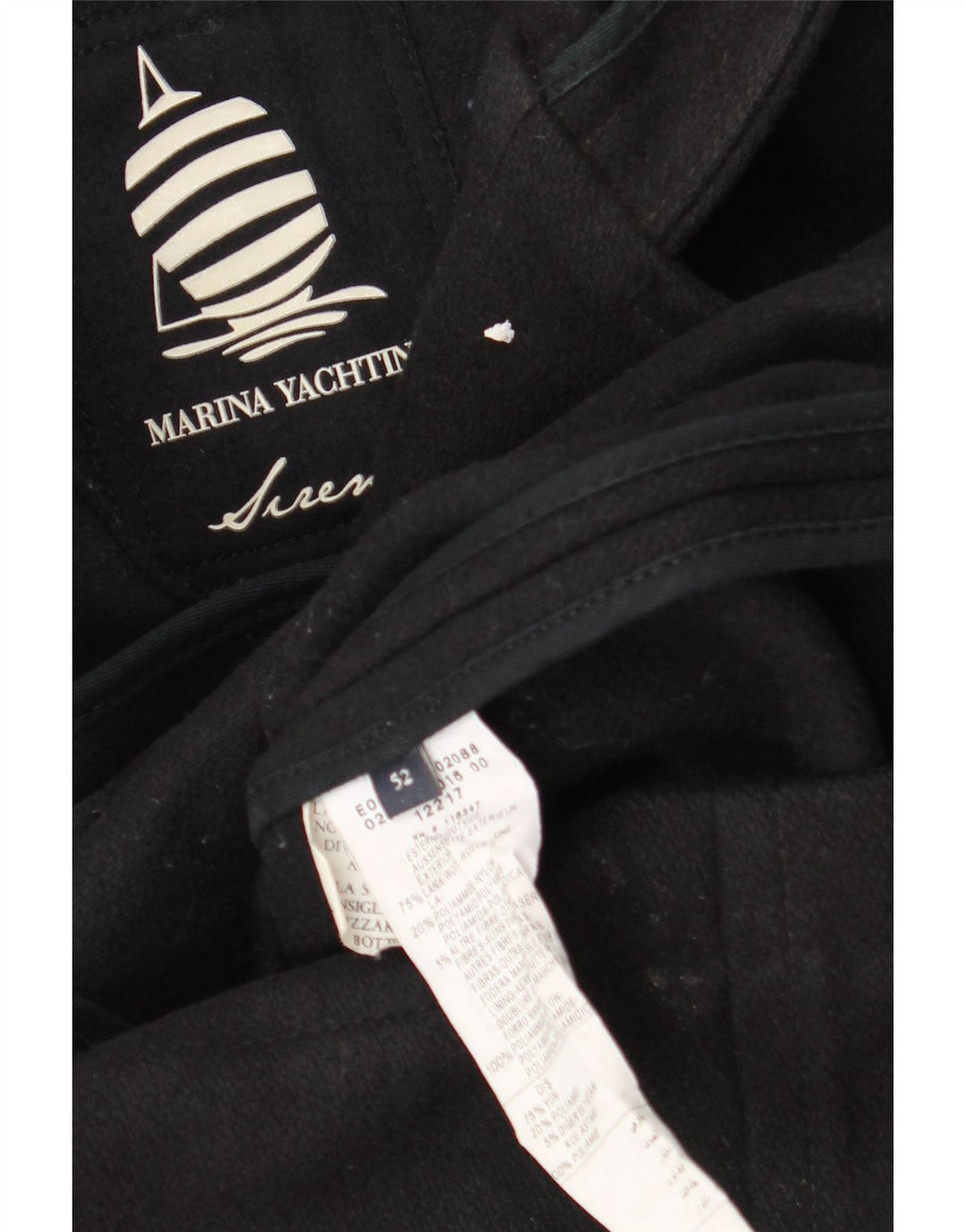 Marina Yachting Mens Hooded Duffle Coat IT 52 XL Black Wool