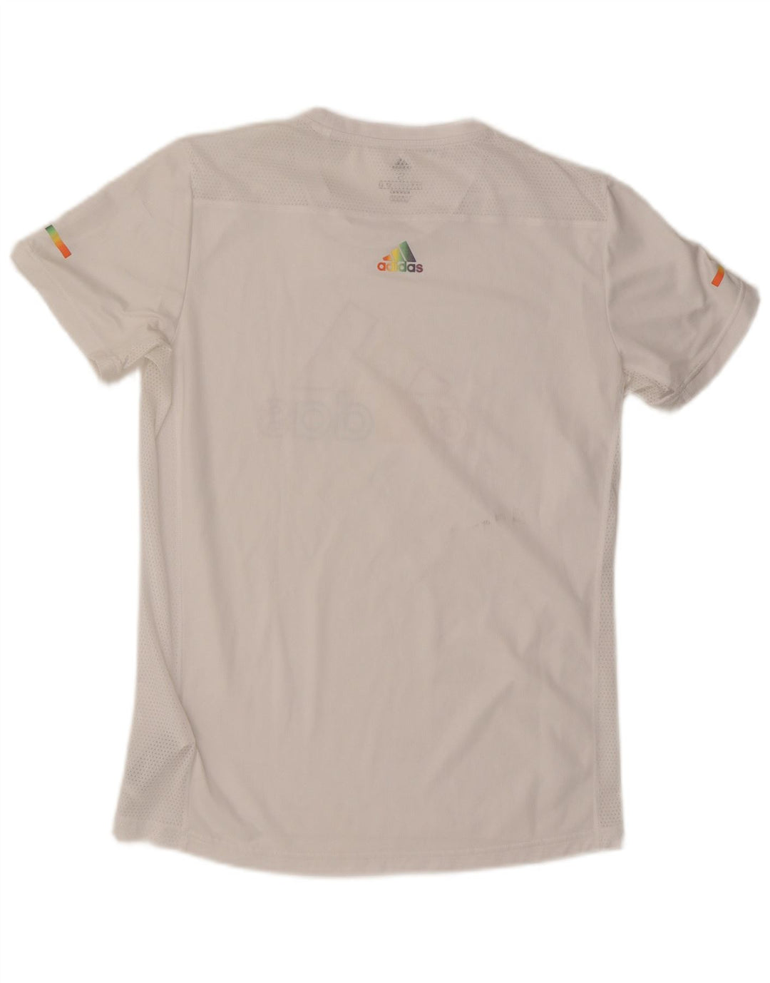 Adidas Mens Running Graphic T-Shirt Top Medium White Polyester