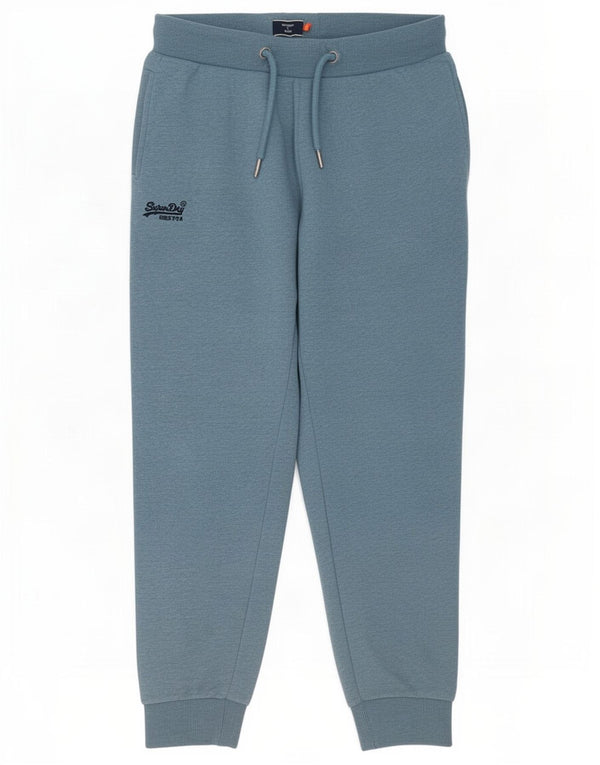 Superdry Womens Tracksuit Trousers Joggers UK 16 Large W32 L28 Blue Cotton