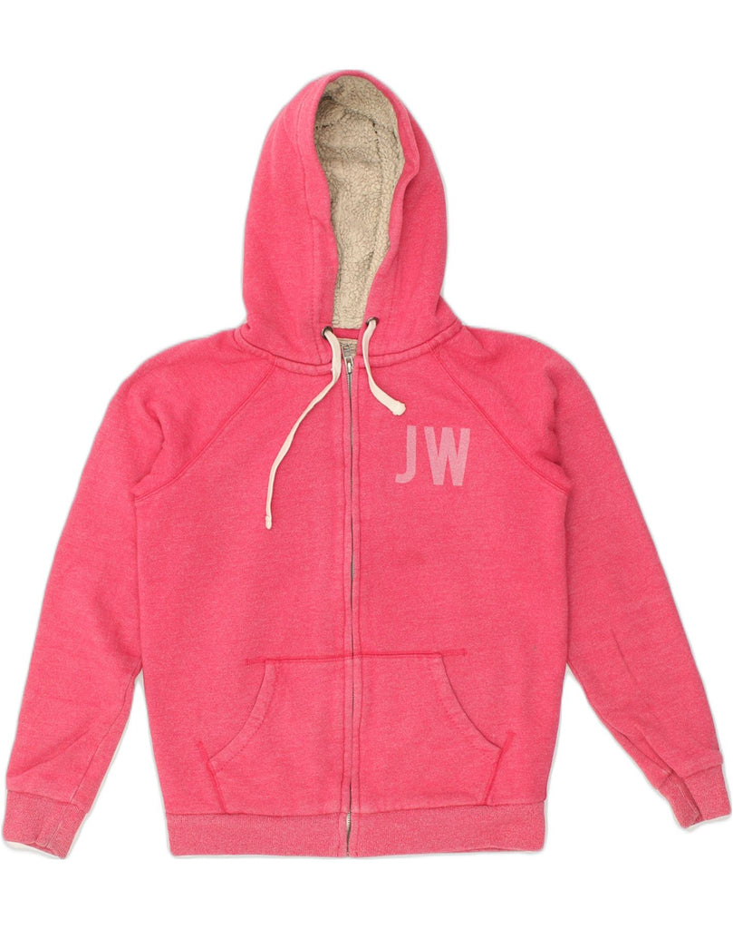 JACK WILLS Womens Sherpa Zip Hoodie Sweater UK 10 Small Pink Cotton | Vintage Jack Wills | Thrift | Second-Hand Jack Wills | Used Clothing | Messina Hembry 