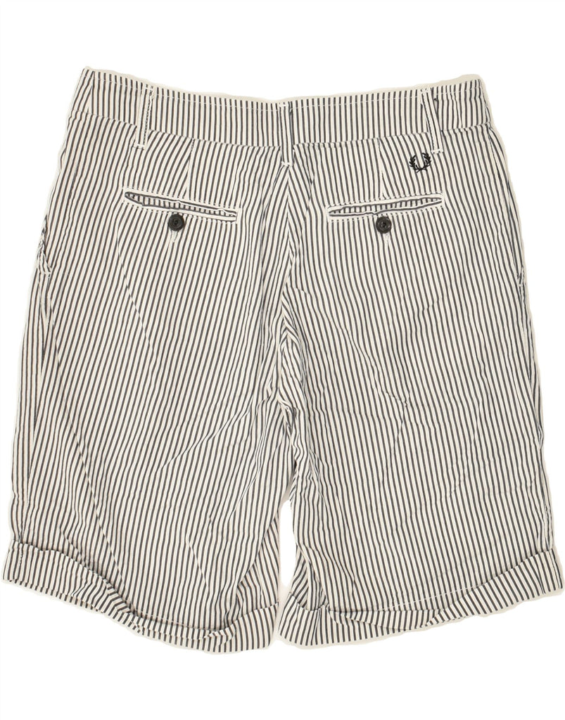 FRED PERRY Womens Chino Shorts IT 44 Medium Grey Pinstripe Cotton | Vintage Fred Perry | Thrift | Second-Hand Fred Perry | Used Clothing | Messina Hembry 