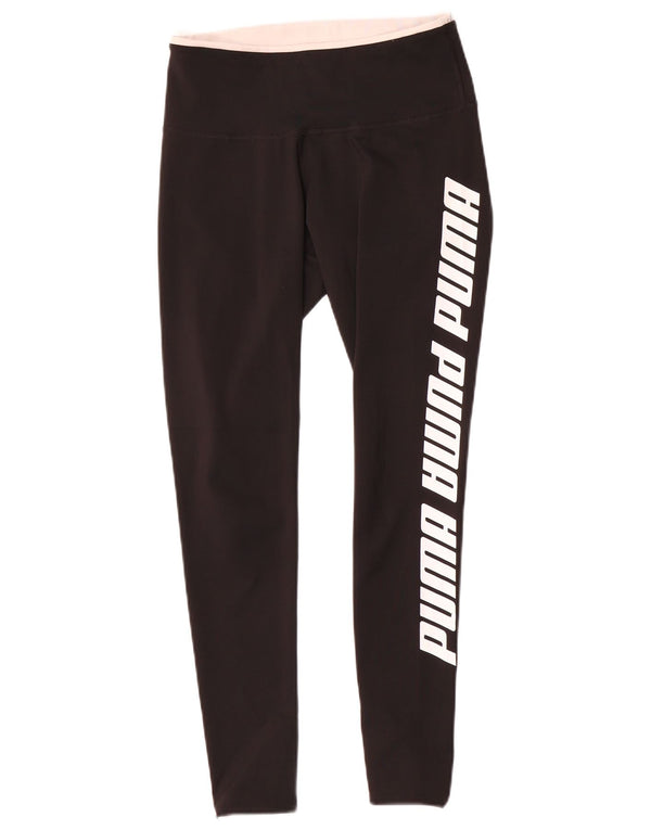 Puma Womens Graphic Leggings UK 10 Small Black Polyester