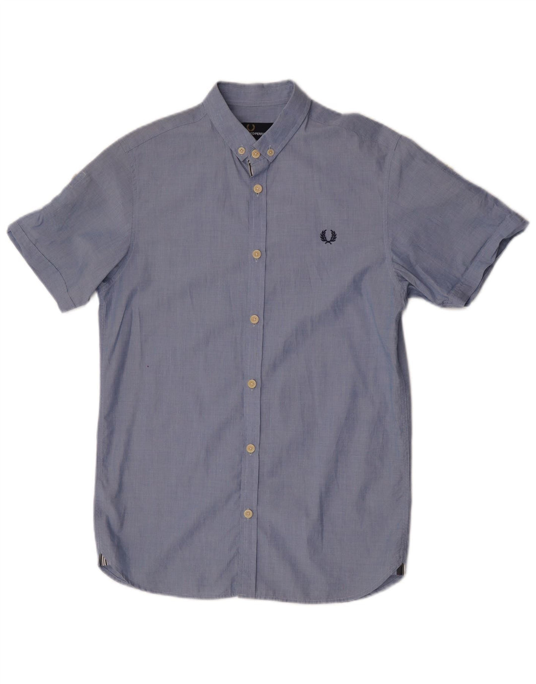 Fred Perry Mens Short Sleeve Slim Fit Shirt Small Blue Cotton