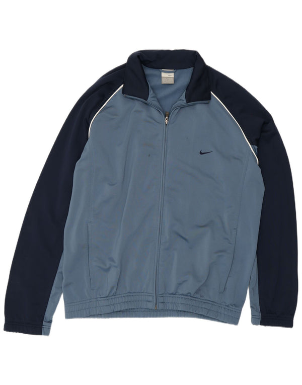 Nike Mens Tracksuit Top Jacket UK 41/43 Large Navy Blue Colourblock