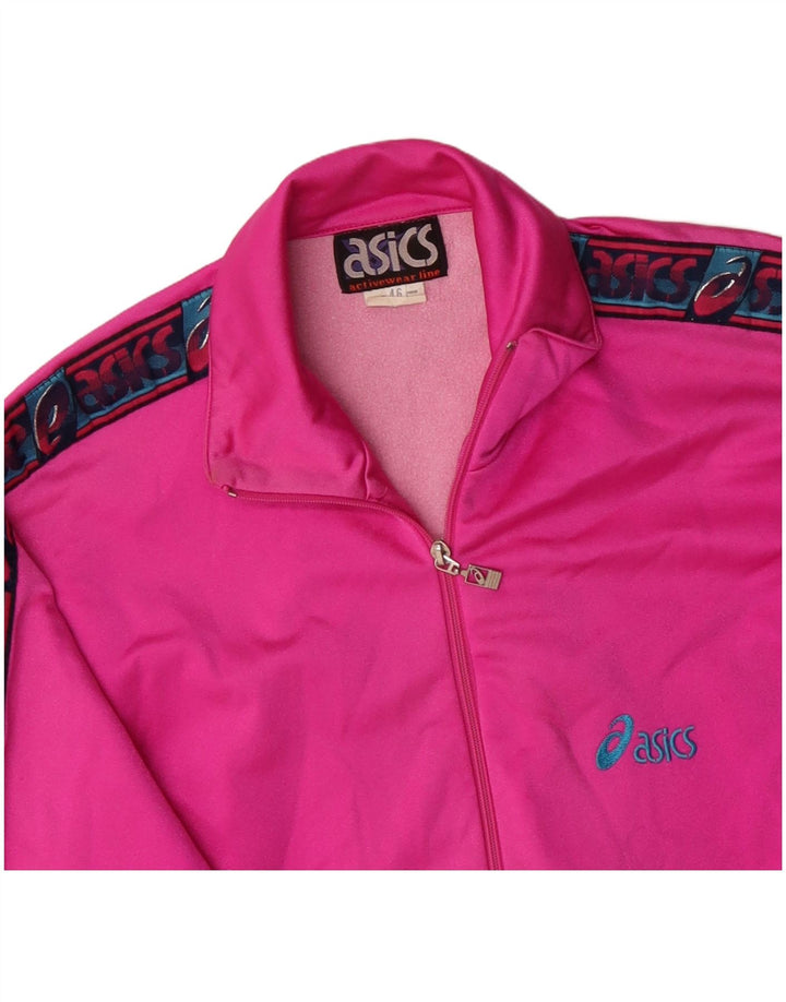 ASICS Mens Graphic Tracksuit Top Jacket IT 46 Small Pink Colourblock