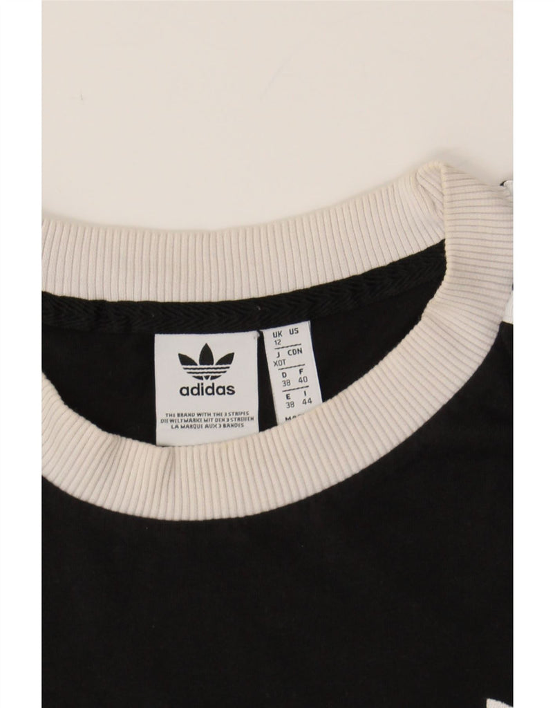 ADIDAS Womens Graphic T-Shirt Top UK 12 Medium  Black Cotton Vintage Adidas and Second-Hand Adidas from Messina Hembry 