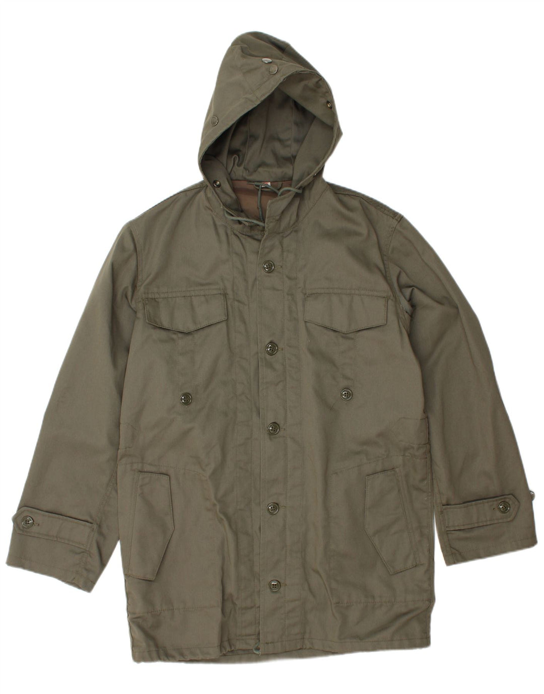 Vintage Mens Hooded Parka Jacket IT 46 Small Khaki