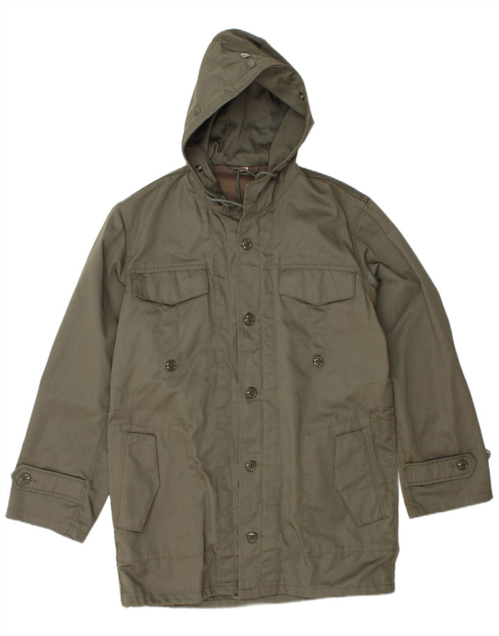 Vintage Mens Hooded Parka Jacket IT 46 Small Khaki
