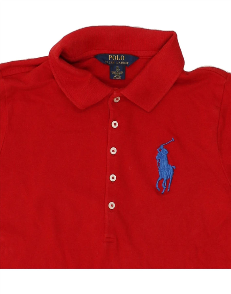 POLO RALPH LAUREN Boys Long Sleeve Polo Shirt 15-16 Years XL Red Cotton | Vintage Polo Ralph Lauren | Thrift | Second-Hand Polo Ralph Lauren | Used Clothing | Messina Hembry 