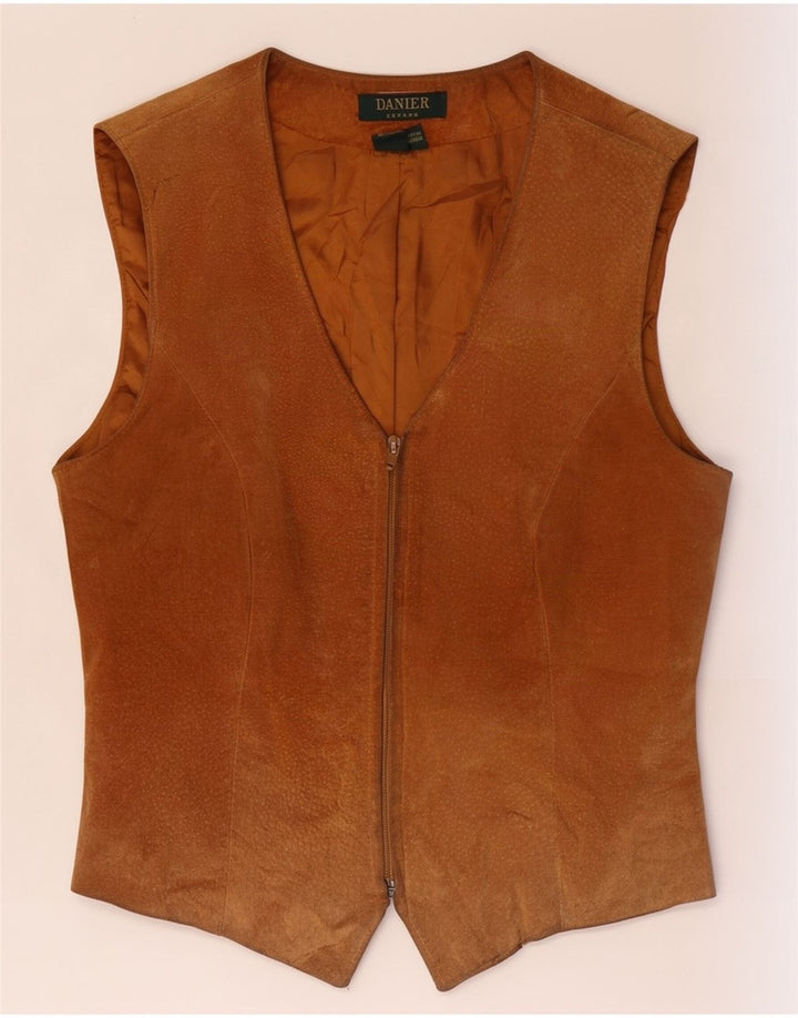 Danier Womens Suede Waistcoat UK 12/14 Medium Beige Leather