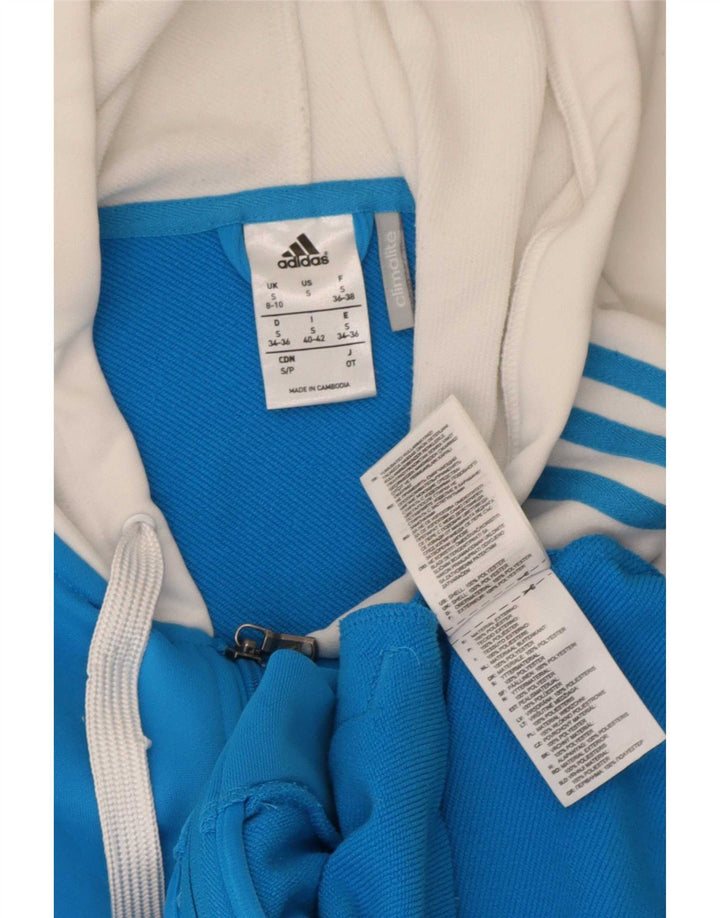 Adidas Womens Climalite Zip Hoodie Sweater UK 8/10 Small Blue Polyester