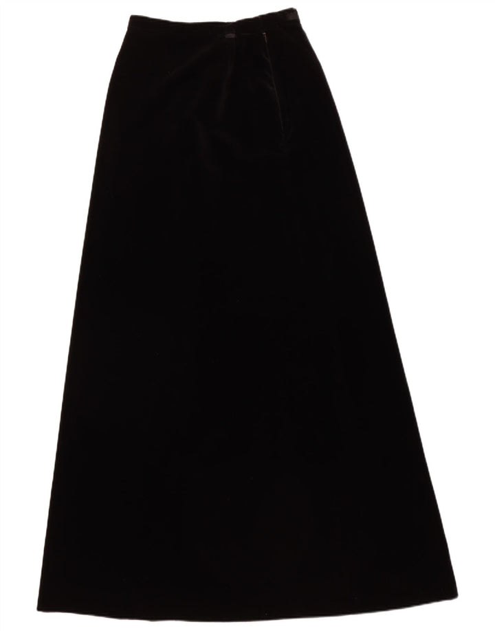 JAEGER Womens High Waist Maxi Skirt UK 10 Small W24  Black Cotton