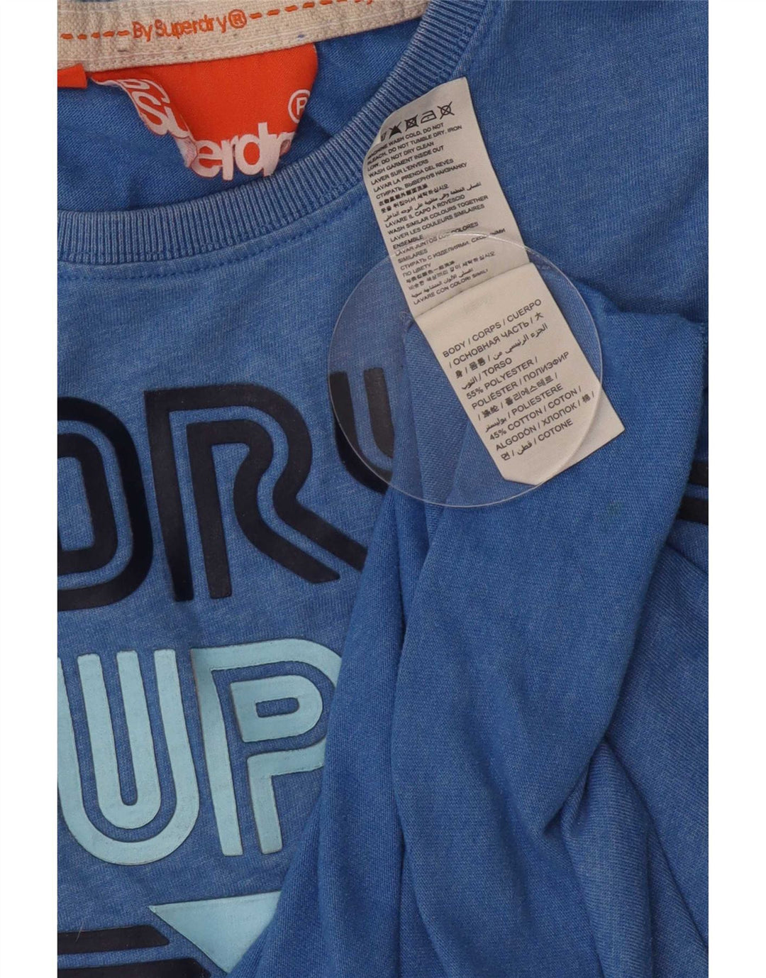 Superdry Mens Graphic T-Shirt Top Medium Blue Polyester