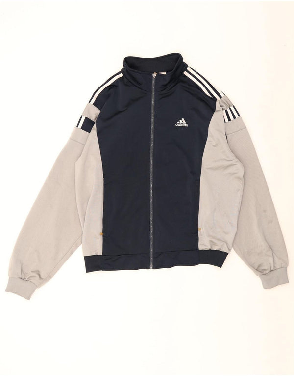 Adidas Mens Tracksuit Top Jacket UK 44/46 Large Navy Blue Colourblock