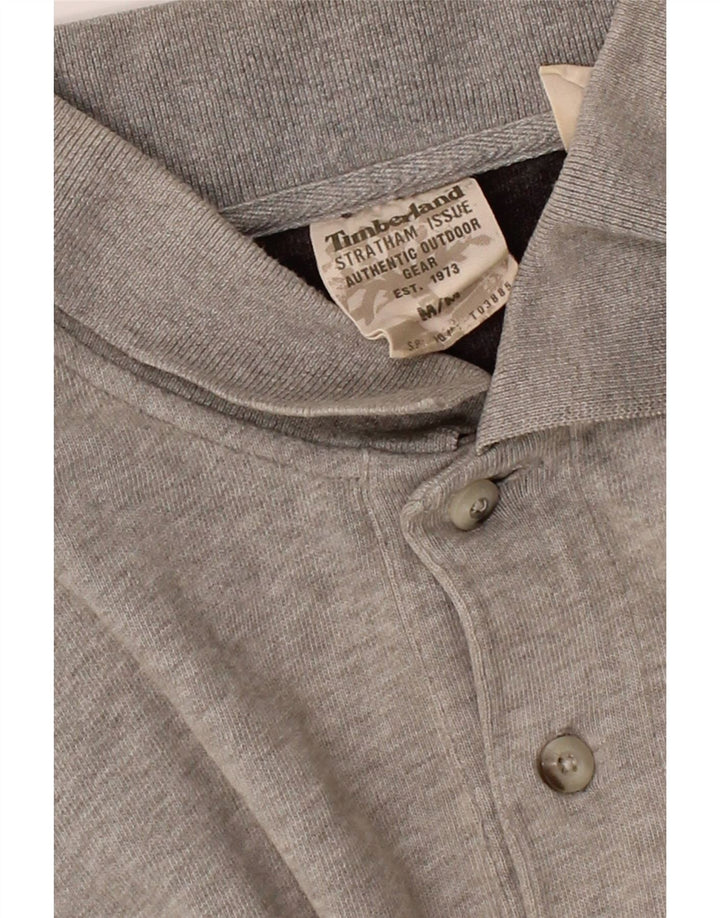 TIMBERLAND Mens Long Sleeve Polo Shirt Medium Grey Cotton Vintage Timberland and Second-Hand Timberland from Messina Hembry 