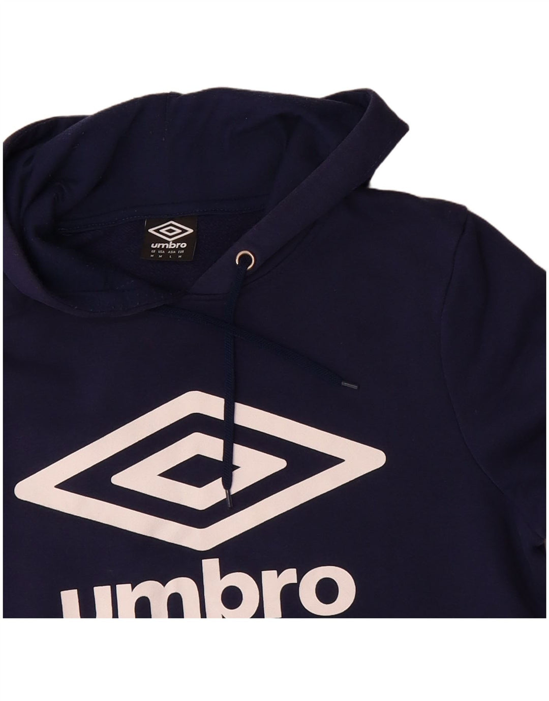 UMBRO Mens Graphic Hoodie Jumper Medium Navy Blue Cotton