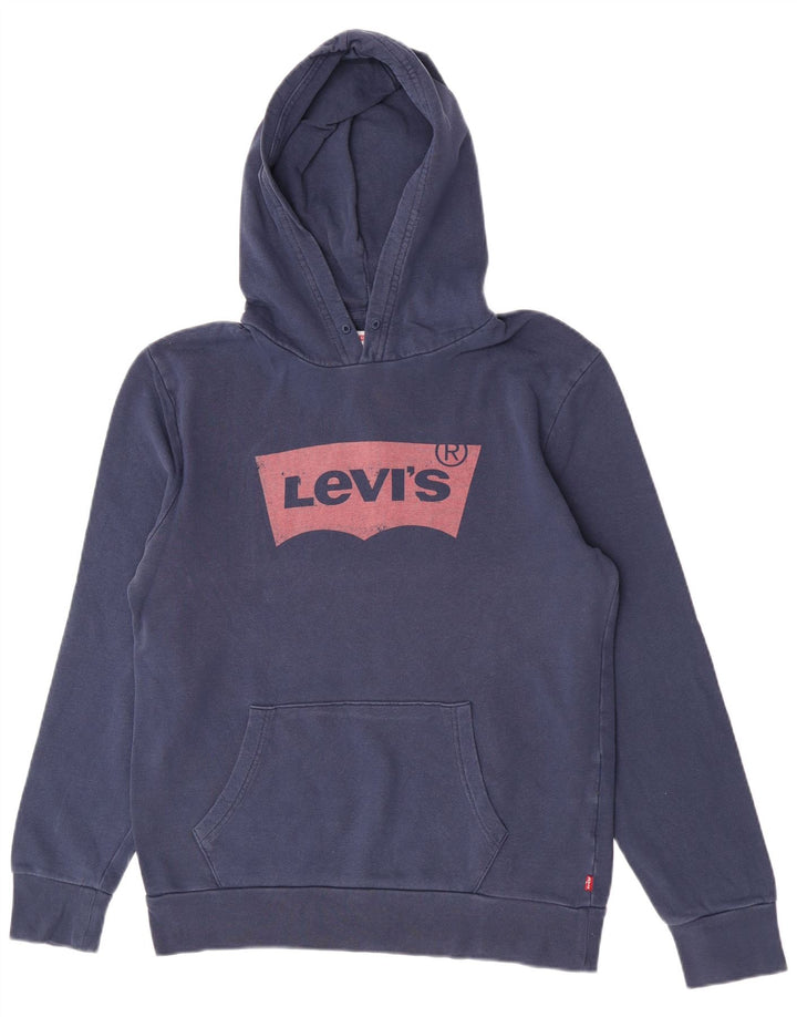 Levi's Mens Graphic Hoodie Jumper Medium Navy Blue Cotton