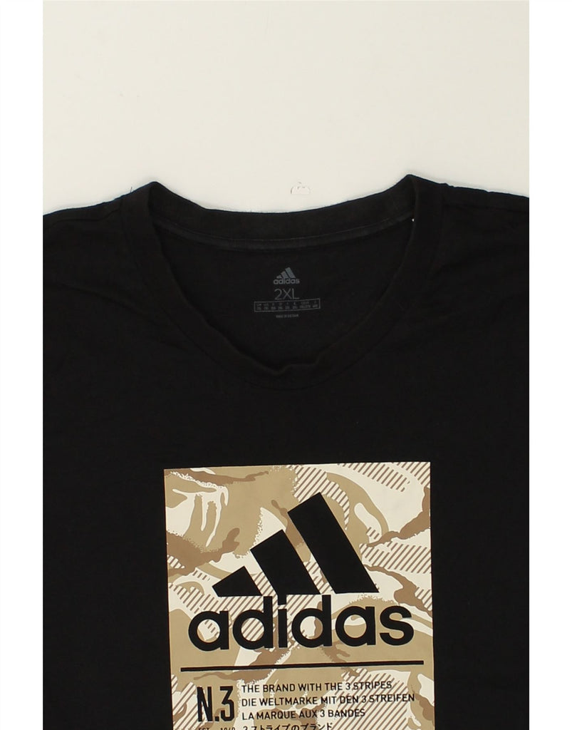 ADIDAS Mens Graphic T-Shirt Top 2XL Black | Vintage Adidas | Thrift | Second-Hand Adidas | Used Clothing | Messina Hembry 
