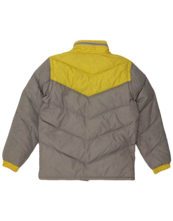 Fiorucci Mens Hooded Padded Jacket UK 38 Medium Grey Colourblock Nylon