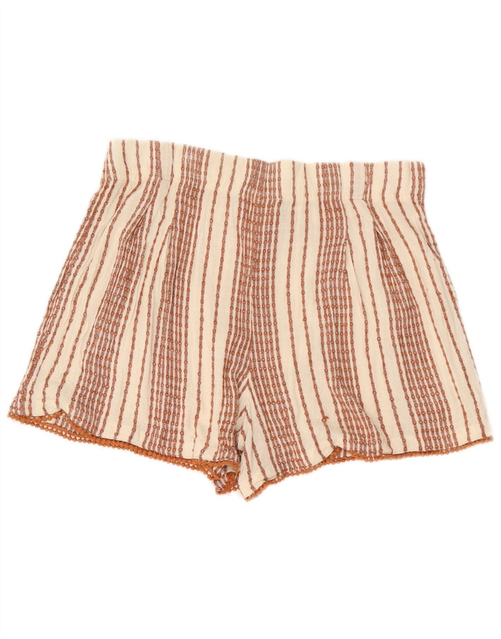 Marks & Spencer Womens Shorts UK 12 Medium W32 White Striped Viscose