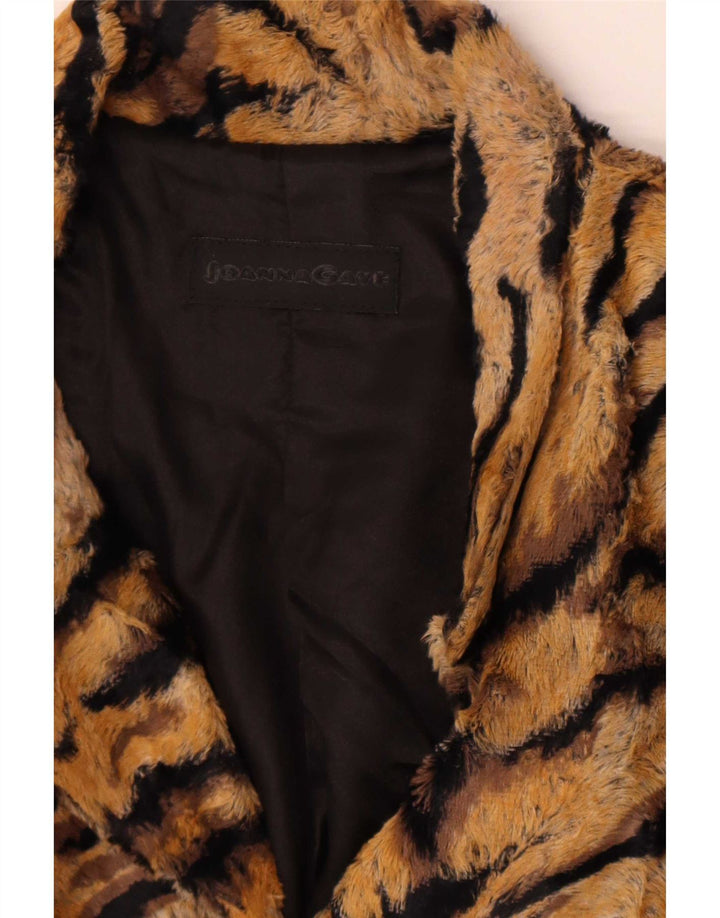 Vintage Womens 4 Button Blazer Jacket UK 12 Medium Brown Animal Print