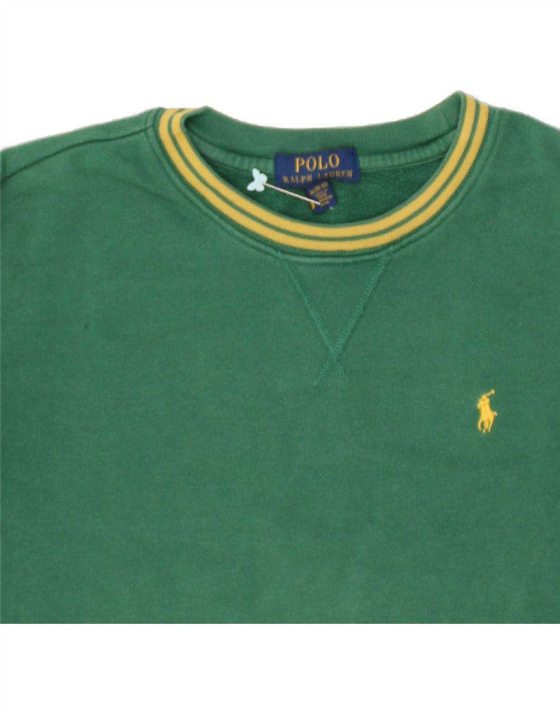 POLO RALPH LAUREN Boys Sweatshirt Jumper 10-11 Years Medium Green Cotton | Vintage Polo Ralph Lauren | Thrift | Second-Hand Polo Ralph Lauren | Used Clothing | Messina Hembry 