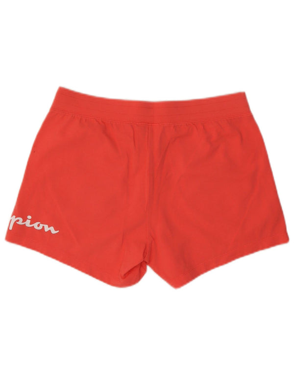 Champion Womens Graphic Sport Shorts UK 14 Medium Orange Cotton