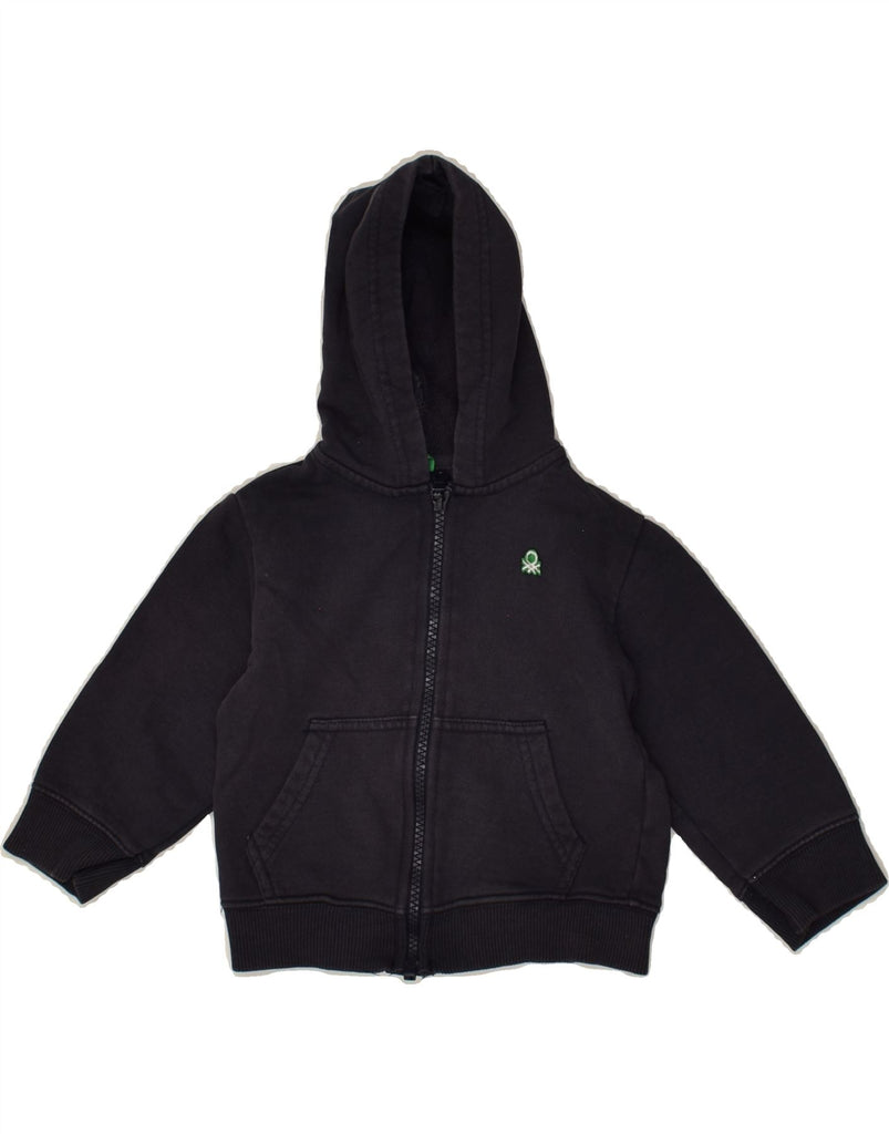 BENETTON Baby Boys Zip Hoodie Sweater 12-18 Months Black | Vintage Benetton | Thrift | Second-Hand Benetton | Used Clothing | Messina Hembry 