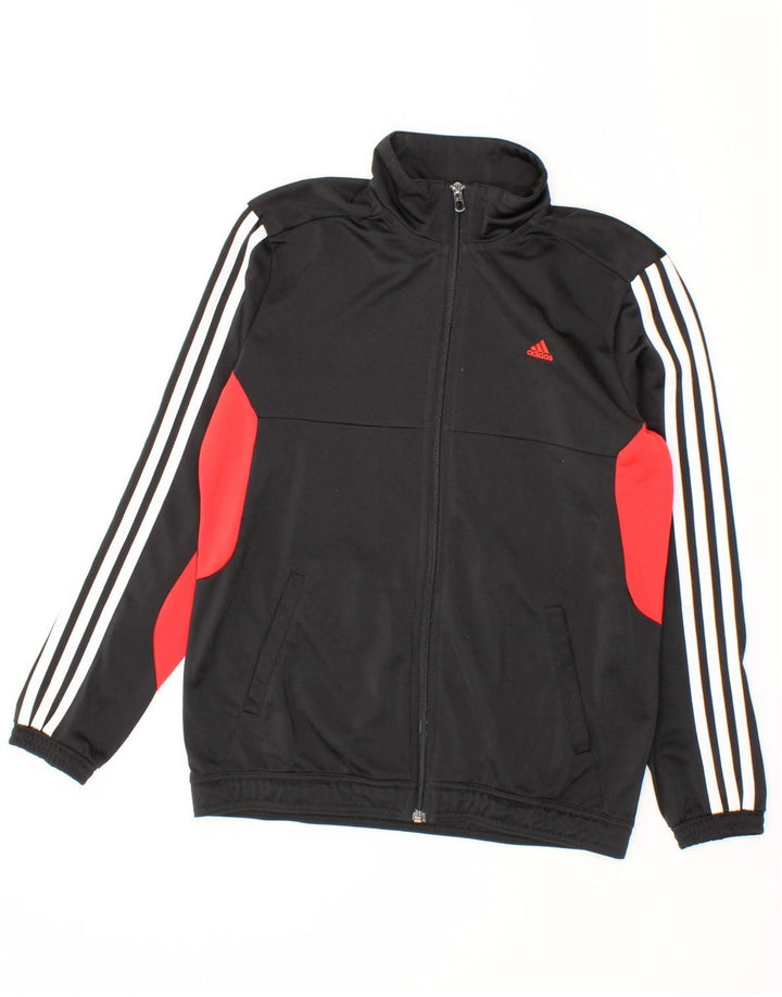 ADIDAS Boys Tracksuit Top Jacket 13-14 Years Black Colourblock Polyester Vintage Adidas and Second-Hand Adidas from Messina Hembry 
