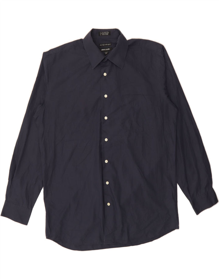 PIERRE CARDIN Mens Shirt Size 16  1/2 Large Navy Blue Polyester Vintage Pierre Cardin and Second-Hand Pierre Cardin from Messina Hembry 