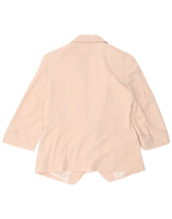 Marks & Spencer Womens 3/4 Sleeve Open Blazer Jacket UK 12 Medium Pink