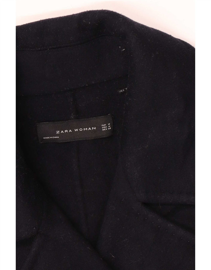 Zara Womens Double Breasted Coat UK 14 Medium Navy Blue