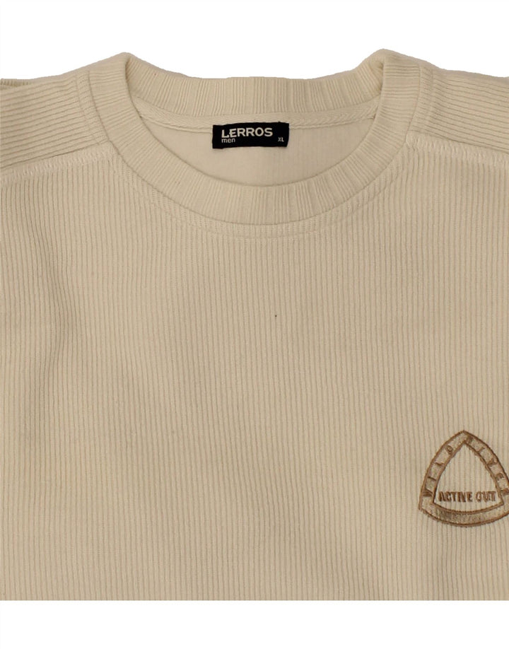 LERROS Mens Sweatshirt Jumper XL Beige Cotton Vintage Lerros and Second-Hand Lerros from Messina Hembry 