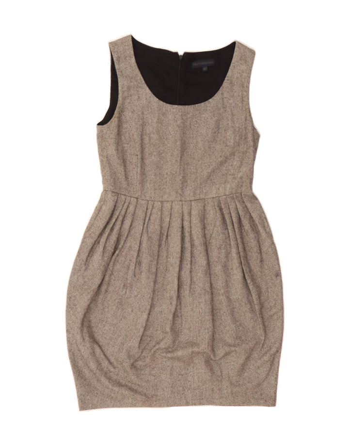 TRUSSARDI Womens Sleeveless Bubble Dress IT 40 Small Grey Herringbone Vintage Trussardi and Second-Hand Trussardi from Messina Hembry 