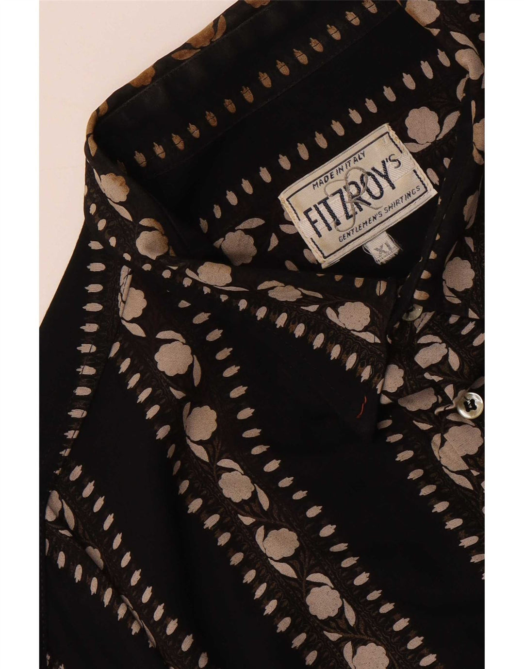 Vintage Mens Shirt XL Black Floral