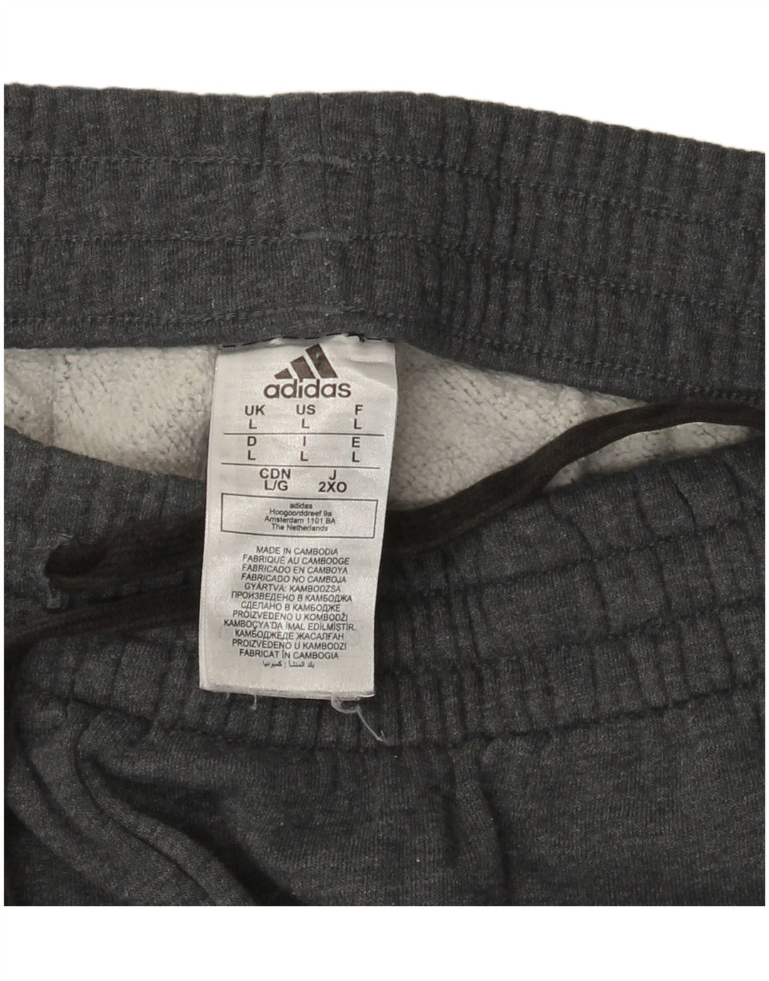 ADIDAS Mens Tracksuit Trousers Joggers Large Grey Cotton