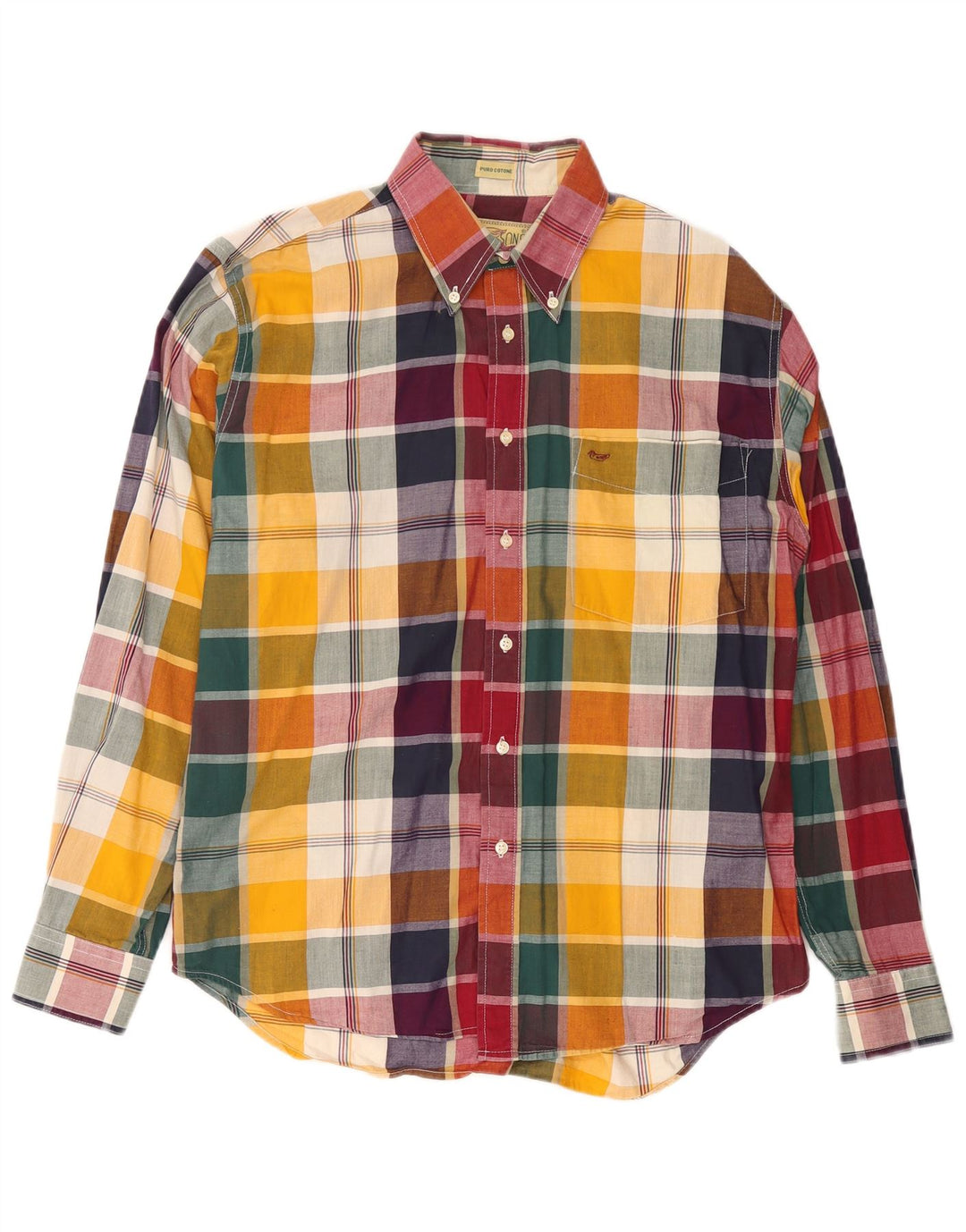 Alley & Sons Mens Checked  Shirt Medium Multicoloured Plaid Cotton