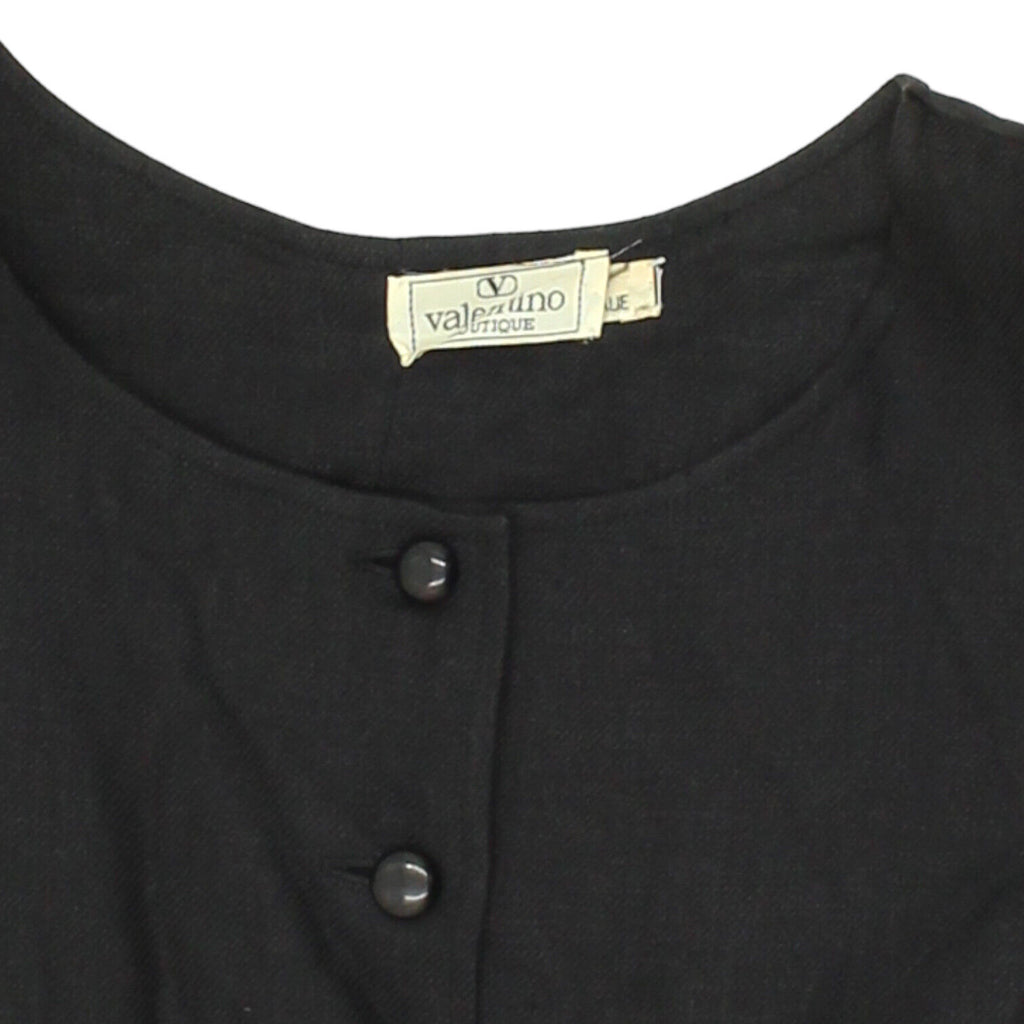 Valentino Womens Black Short Sleeve Button Up Cropped Top | Vintage Designer VTG | Vintage Messina Hembry | Thrift | Second-Hand Messina Hembry | Used Clothing | Messina Hembry 