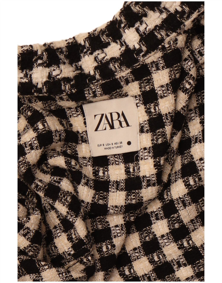 ZARA Womens Oversized Overshirt Shirt UK 10 Small Black Houndstooth