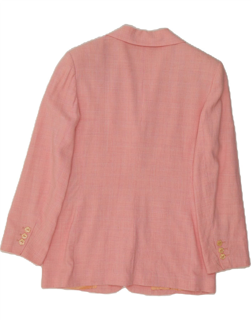 LAURA BIAGIOTTI Womens 3 Button Blazer Jacket IT 46 Large Pink Check Vintage Laura Biagiotti and Second-Hand Laura Biagiotti from Messina Hembry 