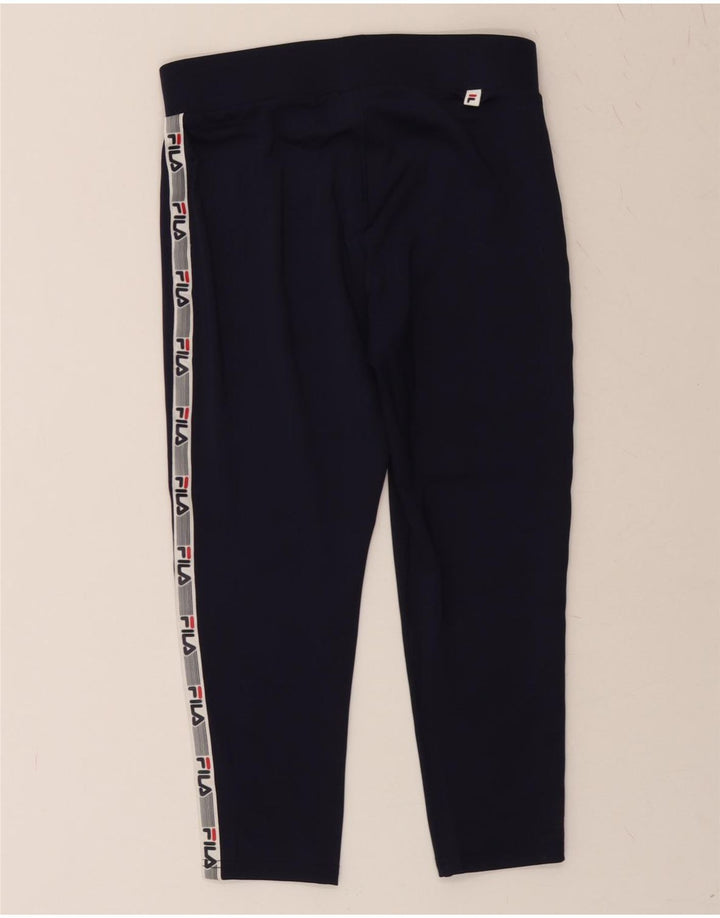 FILA Womens Graphic Leggings UK 10 Small  Navy Blue Polyester Vintage Fila and Second-Hand Fila from Messina Hembry 