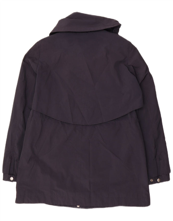 Woolrich Womens Overcoat UK 10 Small Navy Blue Polyester
