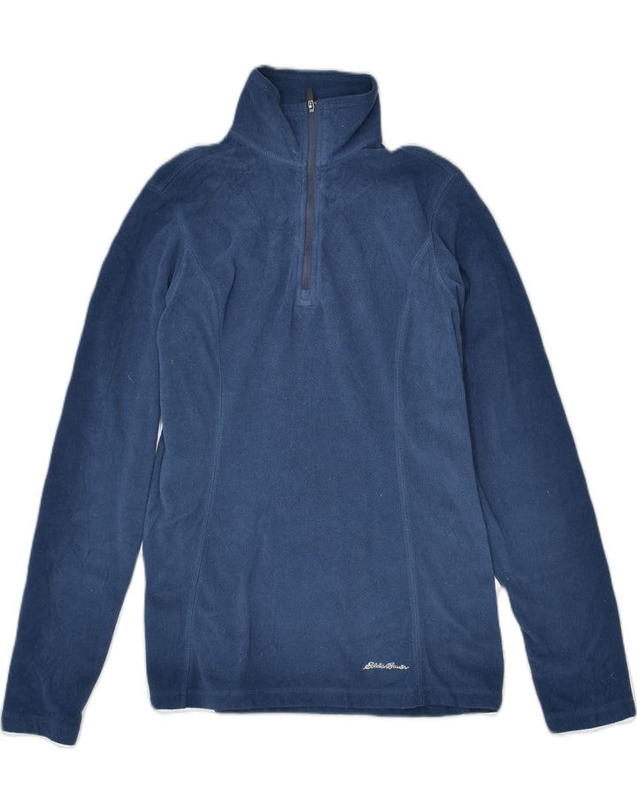 EDDIE BAUER Womens Fleece Zip Neck Jumper Sweater UK 6 XS Blue Polyester | Vintage | Thrift | Second-Hand | Used Clothing | Messina Hembry 