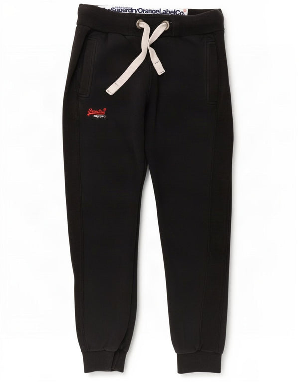 Superdry Mens Slim Fit Tracksuit Trousers Joggers Small Black Cotton