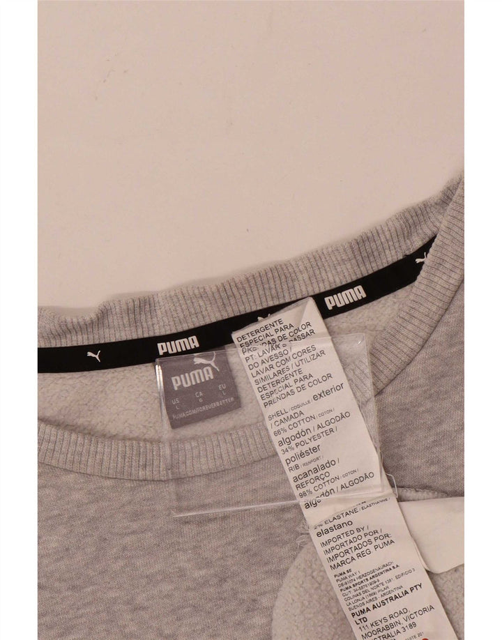 Puma Womens Graphic Sweatshirt Jumper UK 16 Large Grey Cotton
