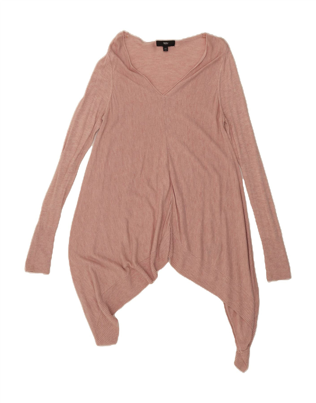 MOSSIMO Womens Longline Asymmetric V-Neck Jumper Sweater UK 10 Small Pink Vintage Mossimo and Second-Hand Mossimo from Messina Hembry 