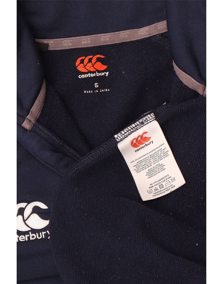 Canterbury Mens Zip Neck Sweatshirt Jumper Small Navy Blue Polyester