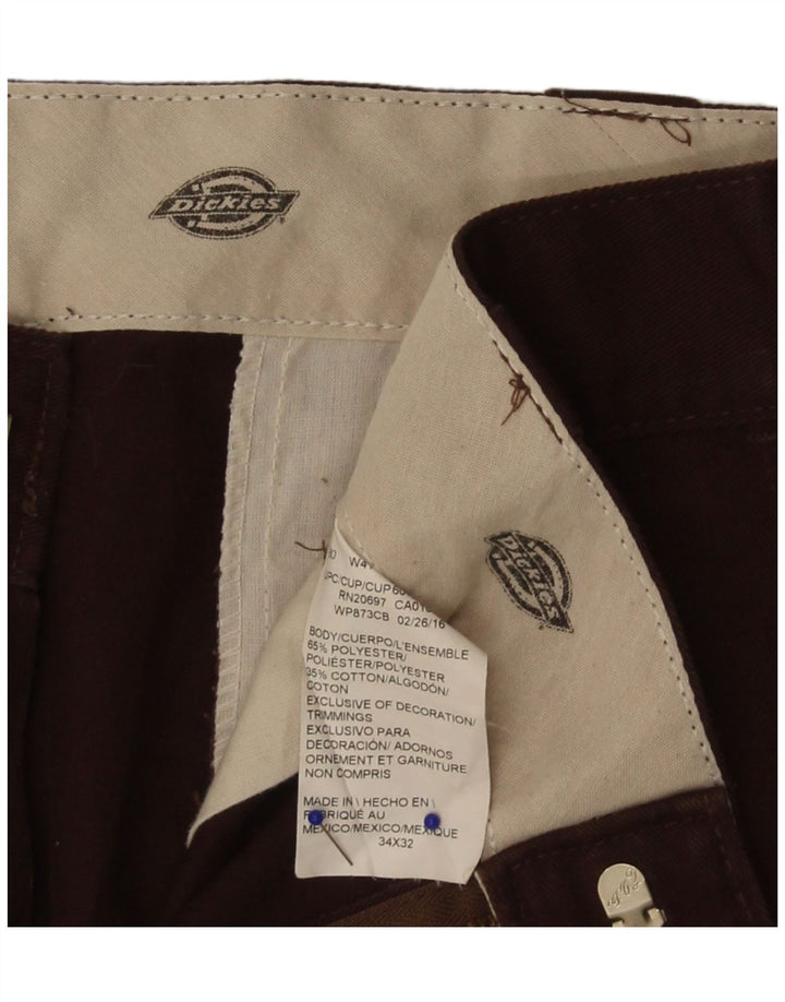 Dickies Mens Straight Chino Trousers W34 L32 Brown Polyester