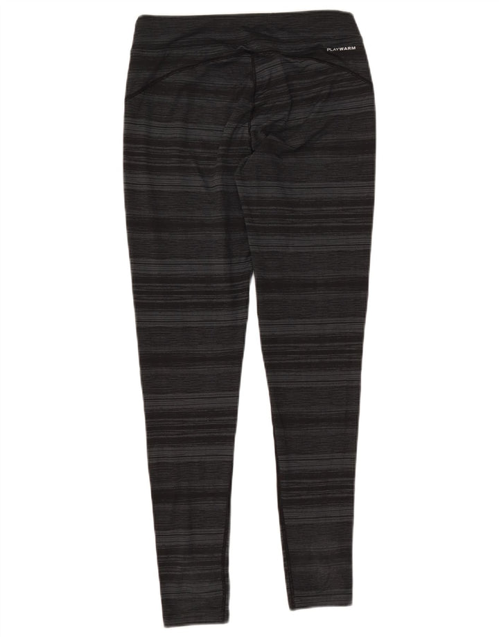REEBOK Womens Leggings UK 10 Small  Grey Pinstripe Polyester